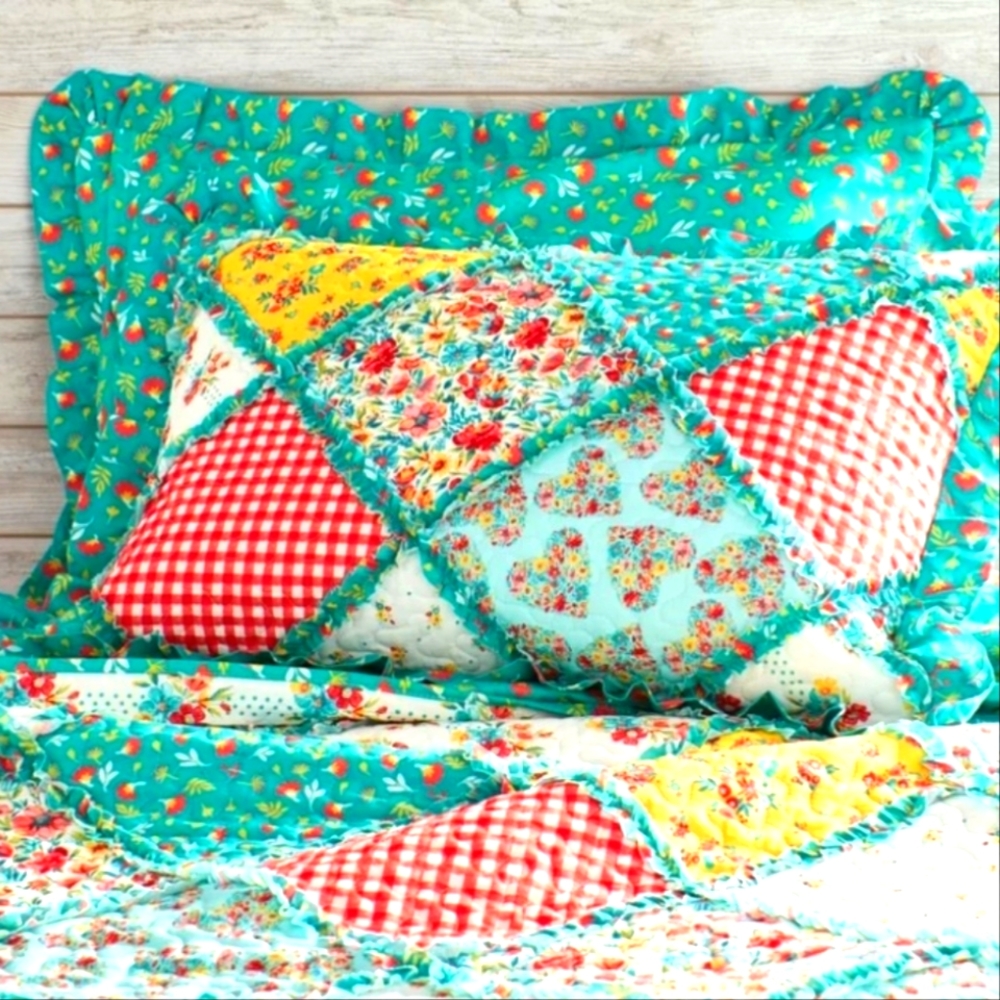 Pioneer Woman Petal Party patchwork pillow case shams home accent decor